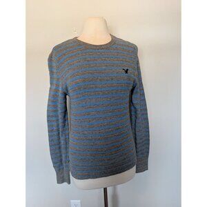 American Eagle Small Striped Crewneck Thermal Sweater With Embroidered Logo